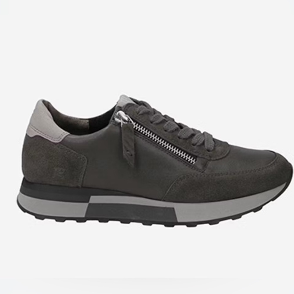 Paul Green Women's Charcoal Gray Suede & Leather Athletic Sneaker with Side Zip